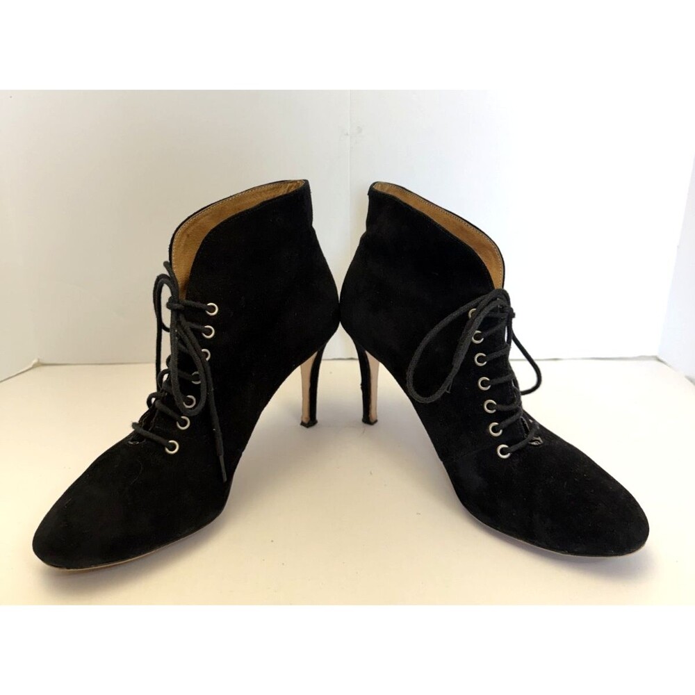 Corso Como Myer Lace Up Heeled Suede Ankle Boot Black Women's Sz 7.5